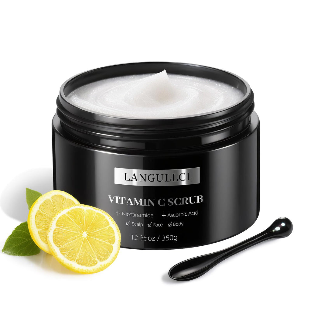 LANGULLCI 3-in-1 Face, Body & Scalp Scrub with Niacinamide & Vitamin C – 12.3 oz