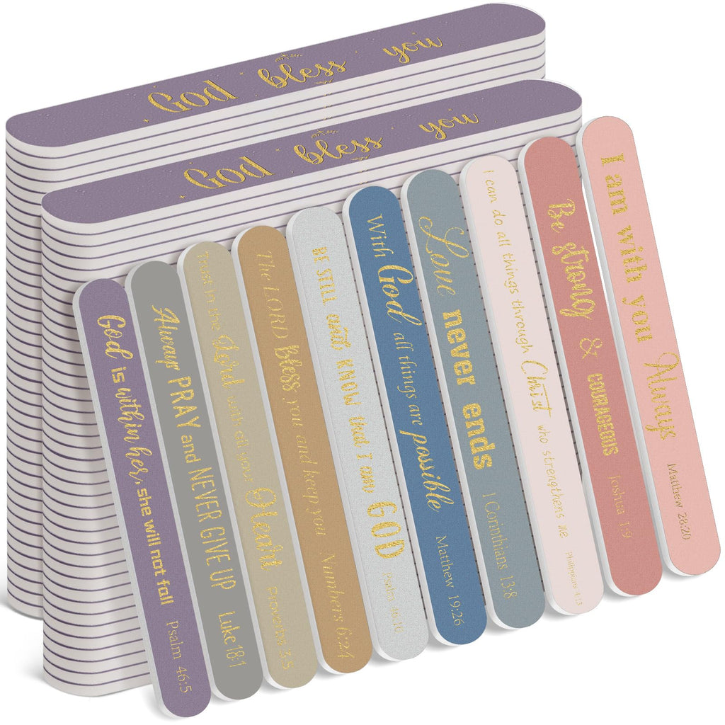 Lanties 50 Pack Christian Nail Files – Bible Verse Emery Boards for Gifts & Church Events