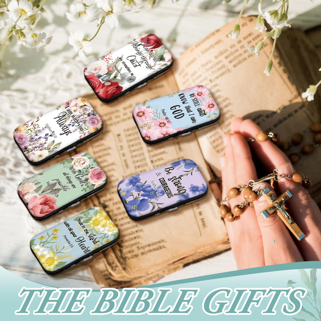 Lanties 10-Set Christian Nail Care Gift Kit for Women – Floral Bible Verse Manicure Tools