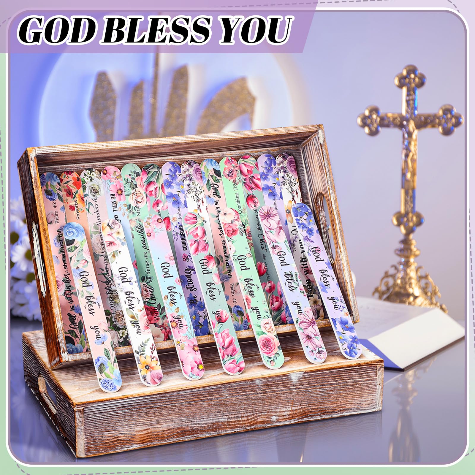 Lanties 50-Pack Christian Nail Files – 10 Styles, Double-Sided Emery Boards