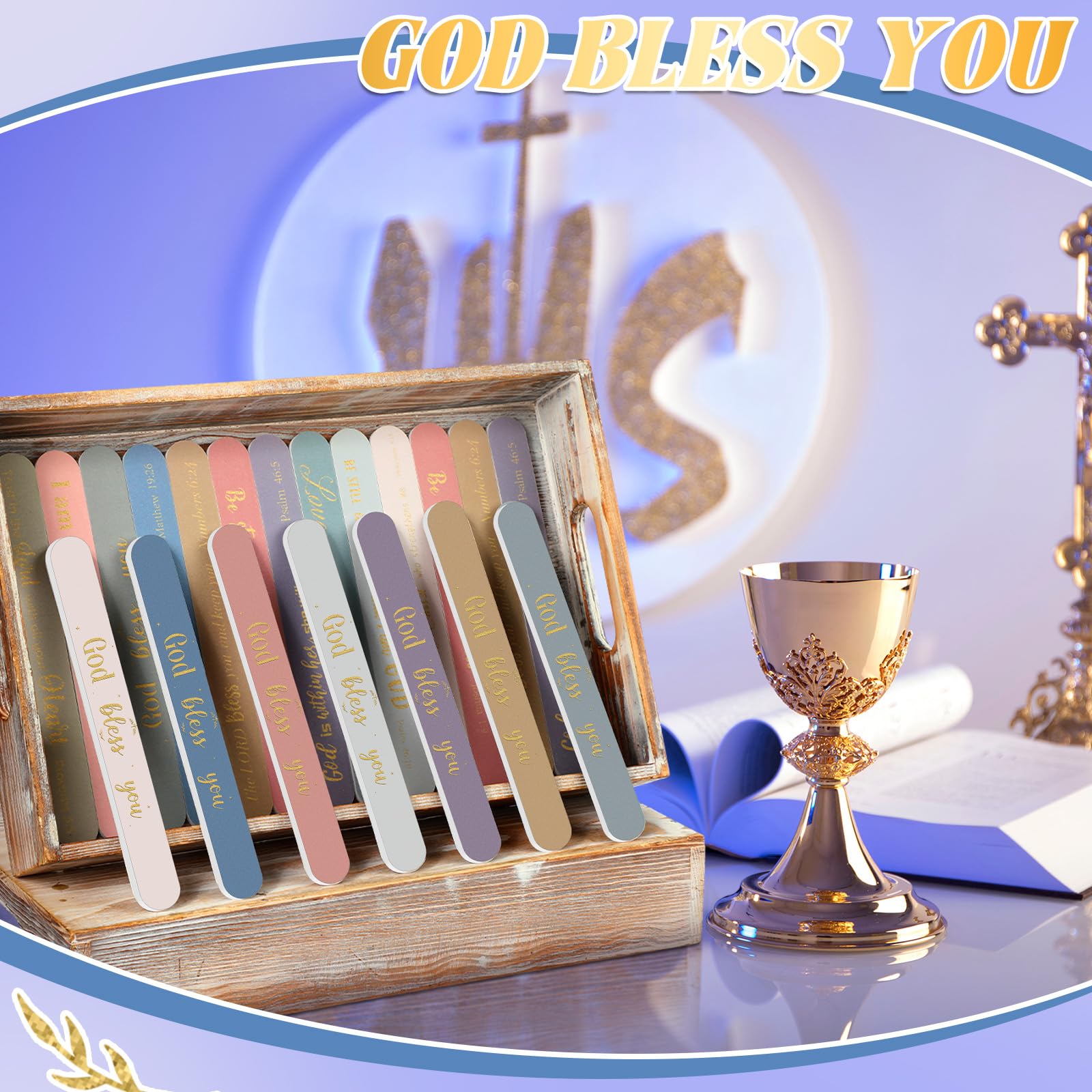 Lanties 50 Pack Christian Nail Files – Bible Verse Emery Boards for Gifts & Church Events