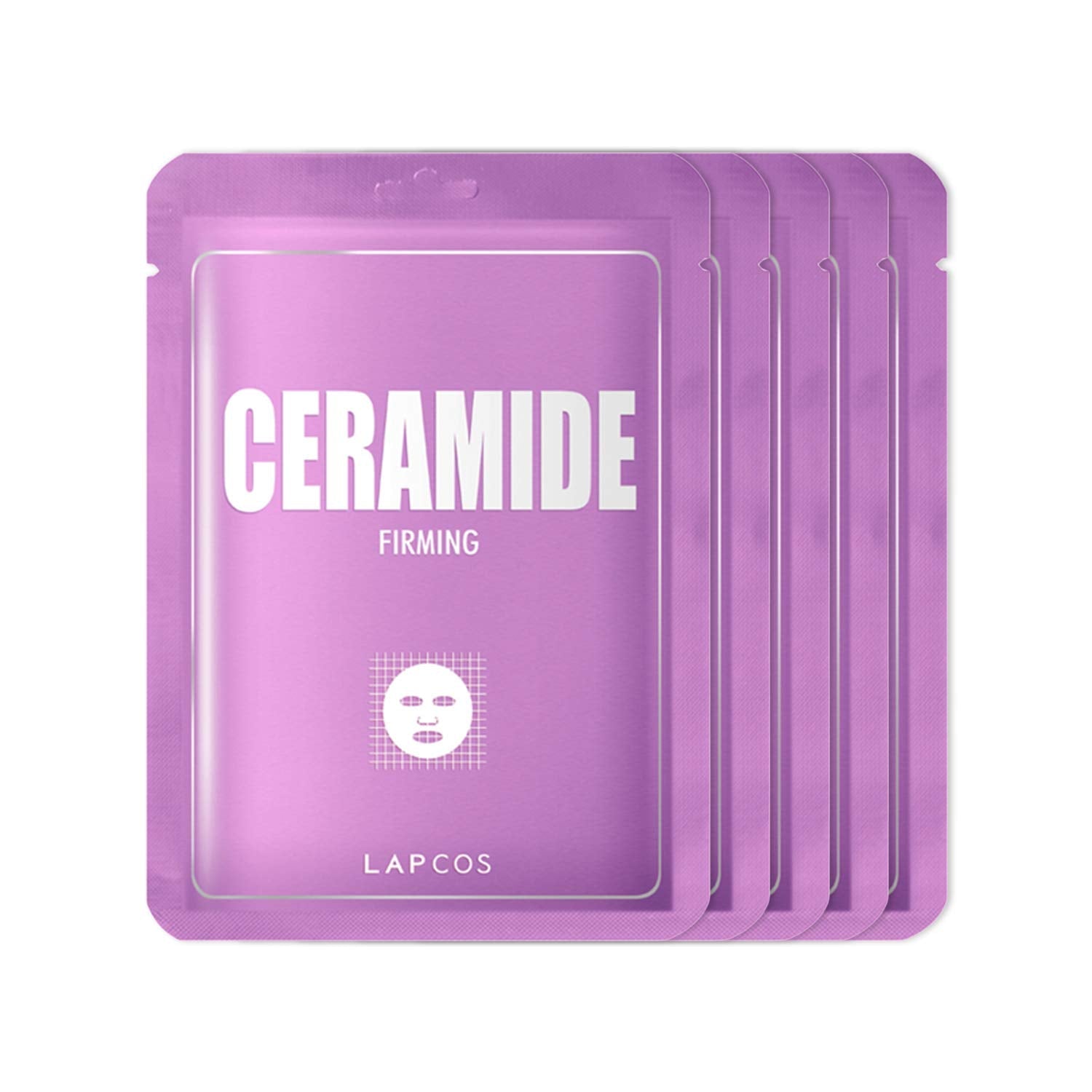 LAPCOS Ceramide Sheet Mask 5-Pack — Daily Moisture, Hydration & Firming