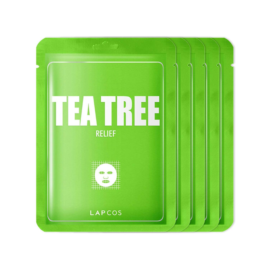 LAPCOS Tea Tree Sheet Mask | Daily Soothing Face Mask (5-Pack)
