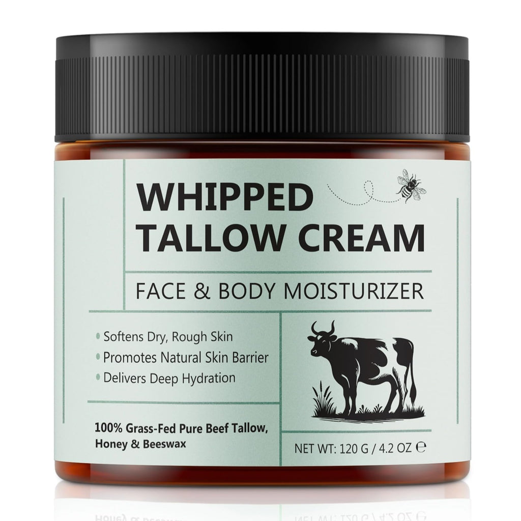 laraspi Beef Tallow Moisturizer – Organic Grass-Fed, Unscented Honey Cream, 4.2 oz