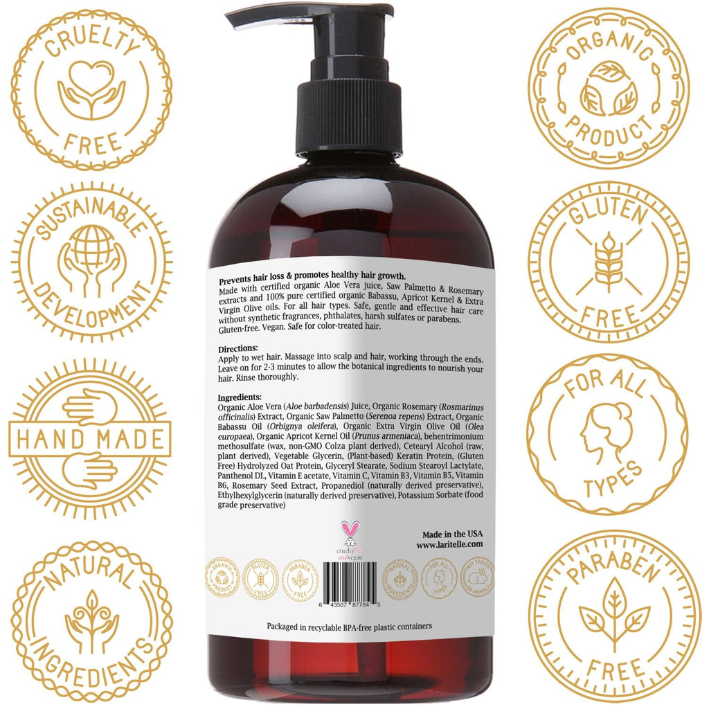 Laritelle Organic Conditioner 16 oz – Anti-Breakage & Hair Health (Rosemary & Saw Palmetto)