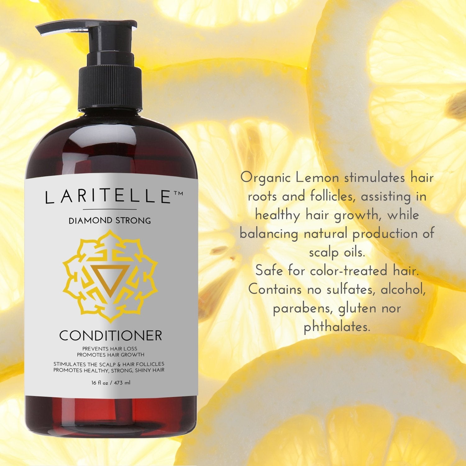 Laritelle Organic Shampoo 17 oz + Conditioner 16 oz | Prevents Hair Loss, Promotes Hair Growth | Argan Oil, Rosemary, Ginger & Cedarwood