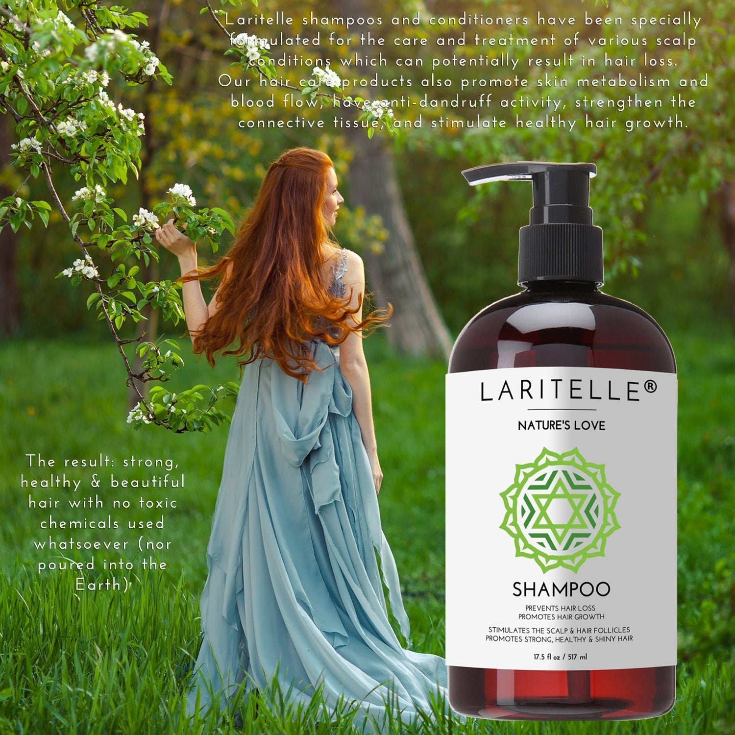 Laritelle Nature’s Love Organic Shampoo – 17.5 oz | Anti-Thinning Hair Growth, Color Safe, Made in California