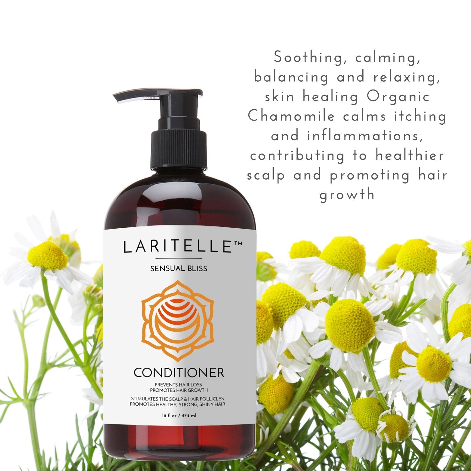 Laritelle Organic Hair Growth Set | Shampoo 16 oz + Conditioner 16 oz + Hair Loss Treatment 4 oz | Argan Oil, Rosemary, Palmarosa & Orange | GMO-Free & Sulfate-Free