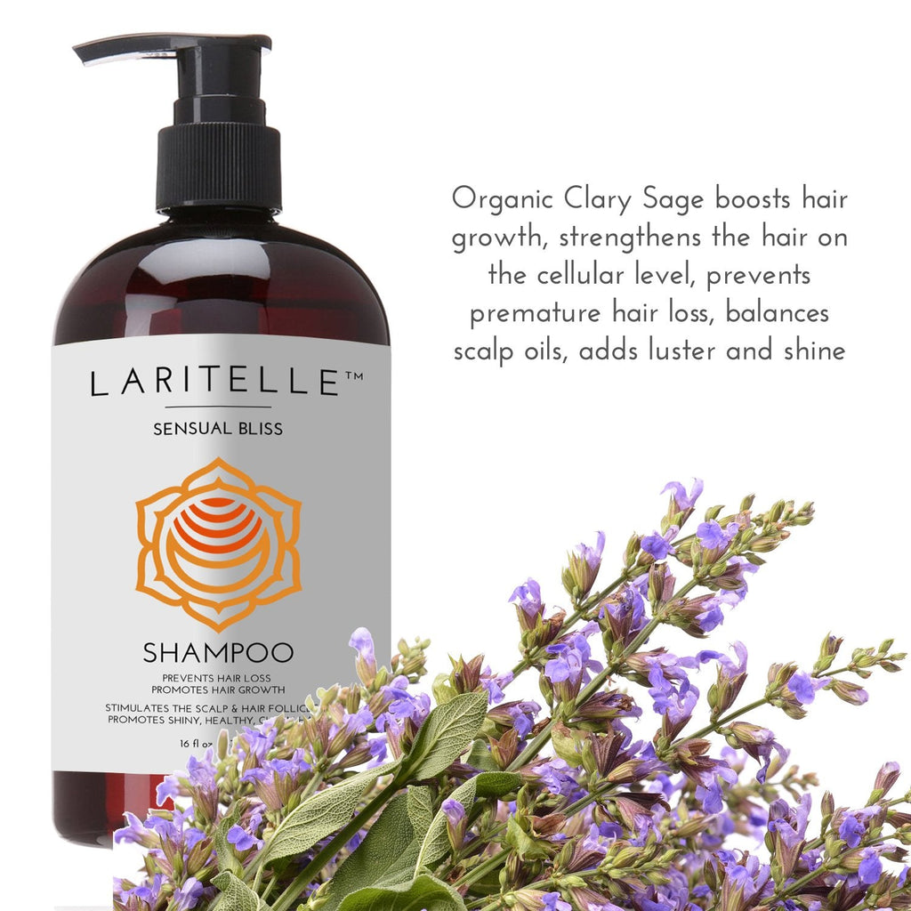 Laritelle Organic Hair Growth Set | Shampoo 16 oz + Conditioner 16 oz + Hair Loss Treatment 4 oz | Argan Oil, Rosemary, Palmarosa & Orange | GMO-Free & Sulfate-Free