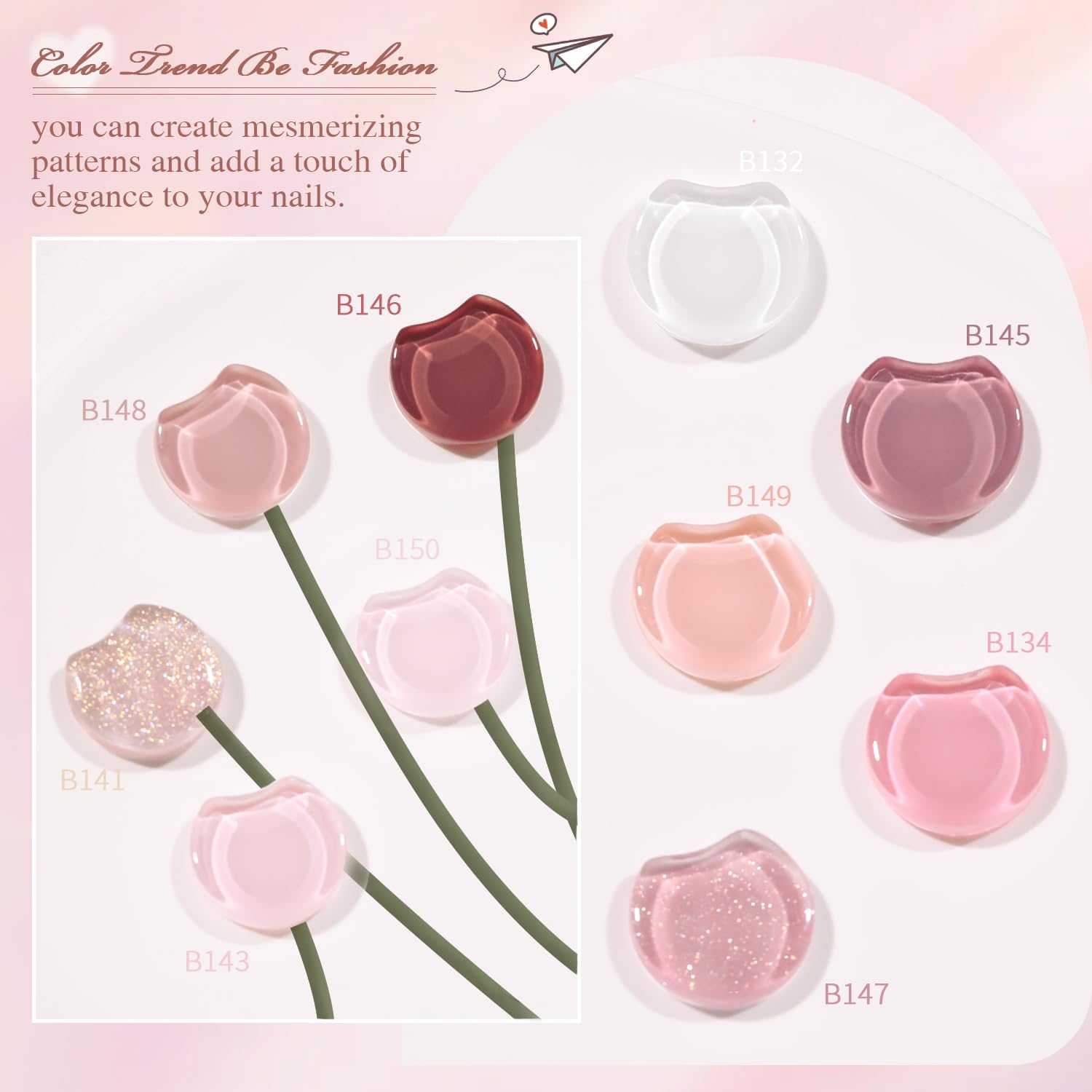 Larvall Beautpal Gel Nail Polish Set – 10 Nude & Shimmer Colors for All Seasons