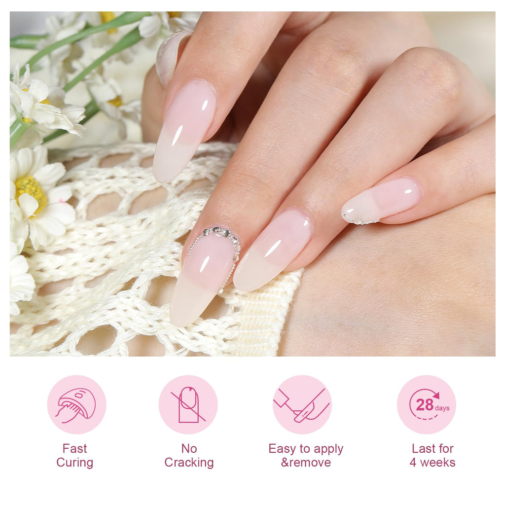 Larvall Beautpal Milky White Jelly Nude Gel Nail Polish Set – 10 Sheer Colors (7ml) for Natural-Look Manicures