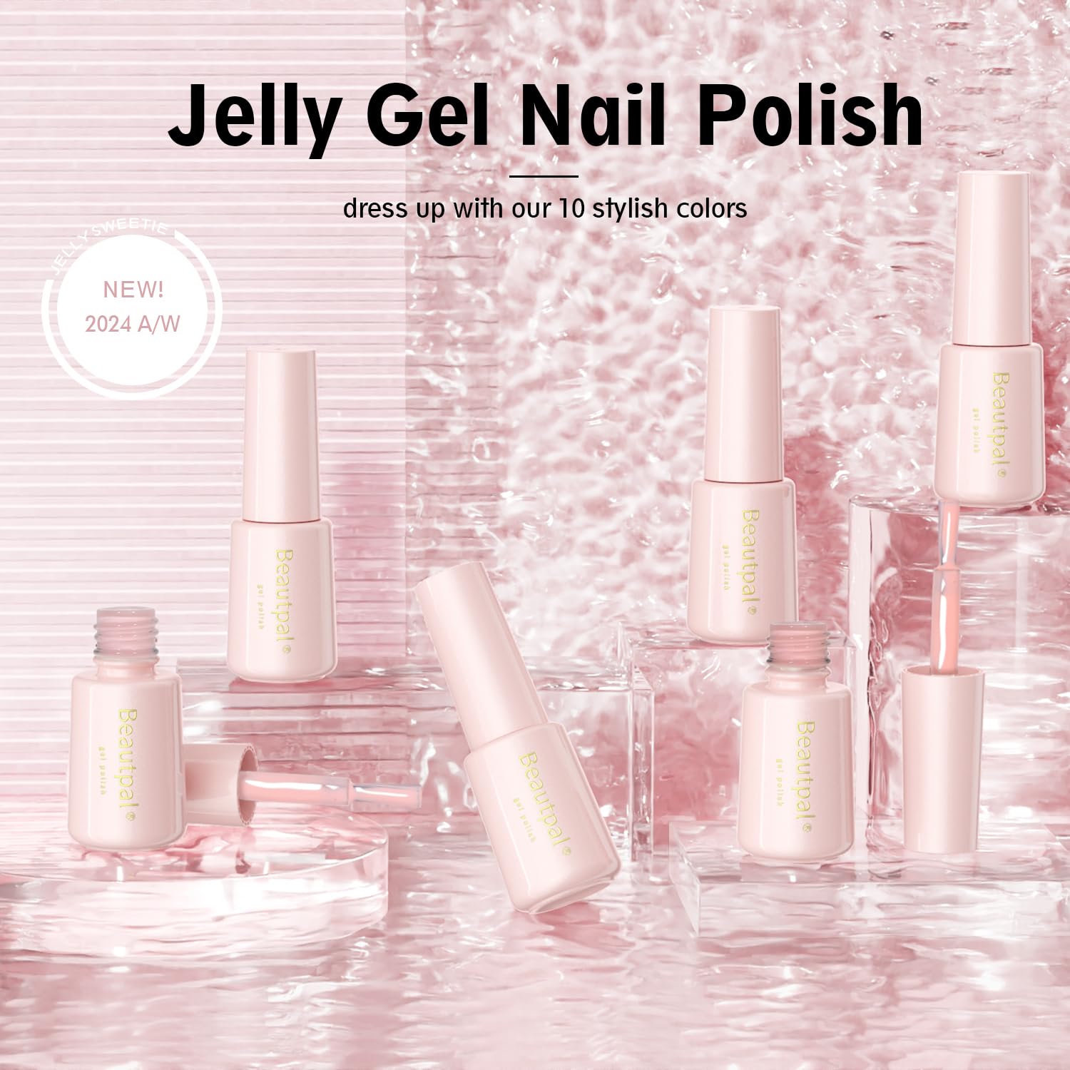 Larvall Beautpal Milky White Jelly Nude Gel Nail Polish Set – 10 Sheer Colors (7ml) for Natural-Look Manicures