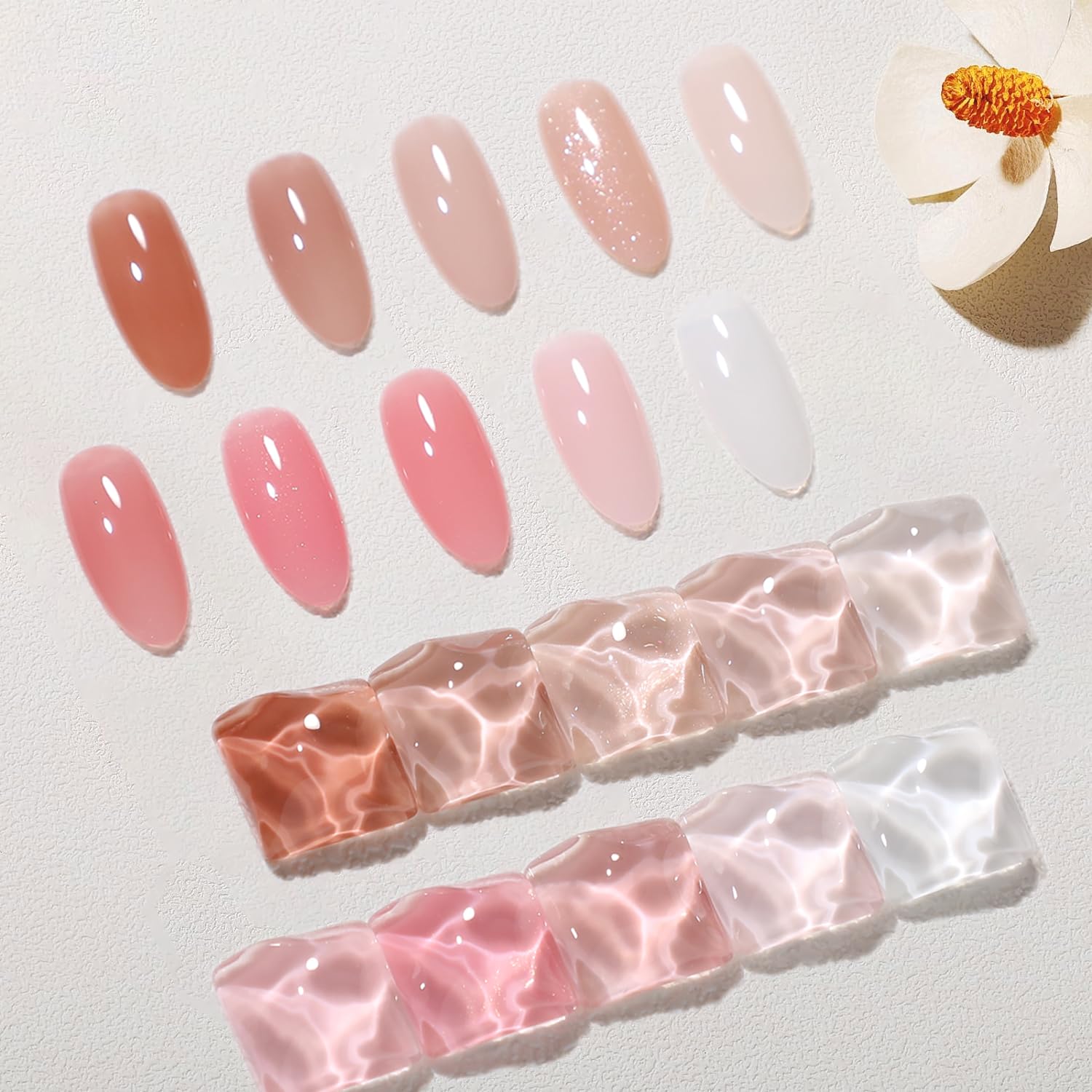 Larvall Beautpal Milky White Jelly Nude Gel Nail Polish Set – 10 Sheer Colors (7ml) for Natural-Look Manicures