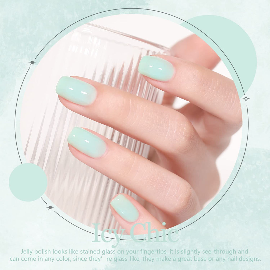 Larvall Beautpal Pastel Jelly Gel Nail Polish Set – 10x 7ml Milky White, Pink, Green, Blue, Yellow, Orange