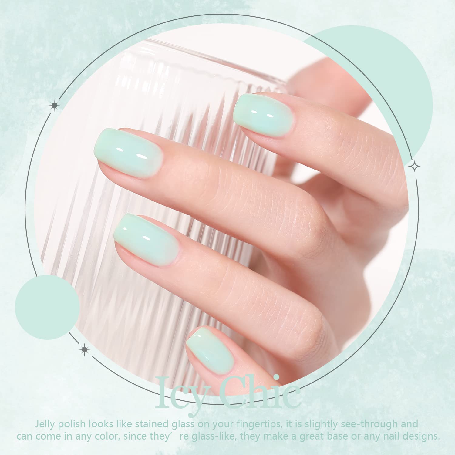 Larvall Beautpal Pastel Jelly Gel Nail Polish Set – 10x 7ml Milky White, Pink, Green, Blue, Yellow, Orange