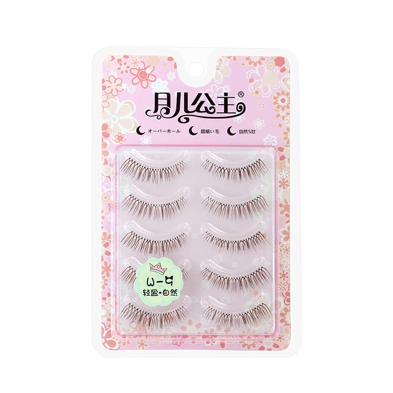 LASGOOS Brown Natural False Eyelashes – Lightweight Short Volume, Clear Band, Cruelty-Free, Reusable (5 Pairs)