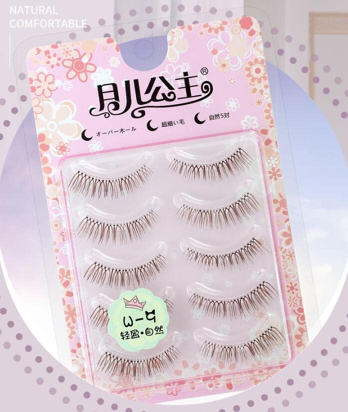 LASGOOS Brown Natural False Eyelashes – Lightweight Short Volume, Clear Band, Cruelty-Free, Reusable (5 Pairs)