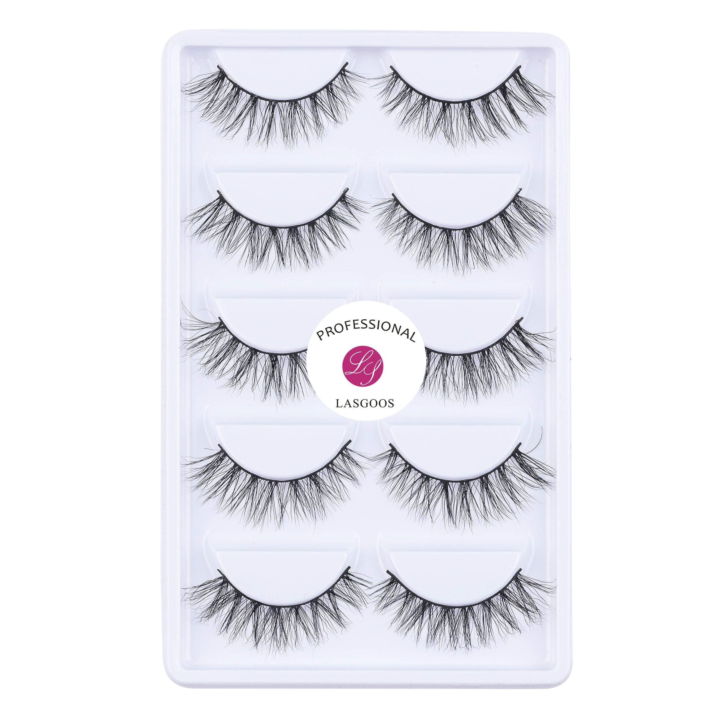 LASGOOS Luxurious 3D Siberian Mink Lashes A04 – Natural Look Wispy (5 Pairs)