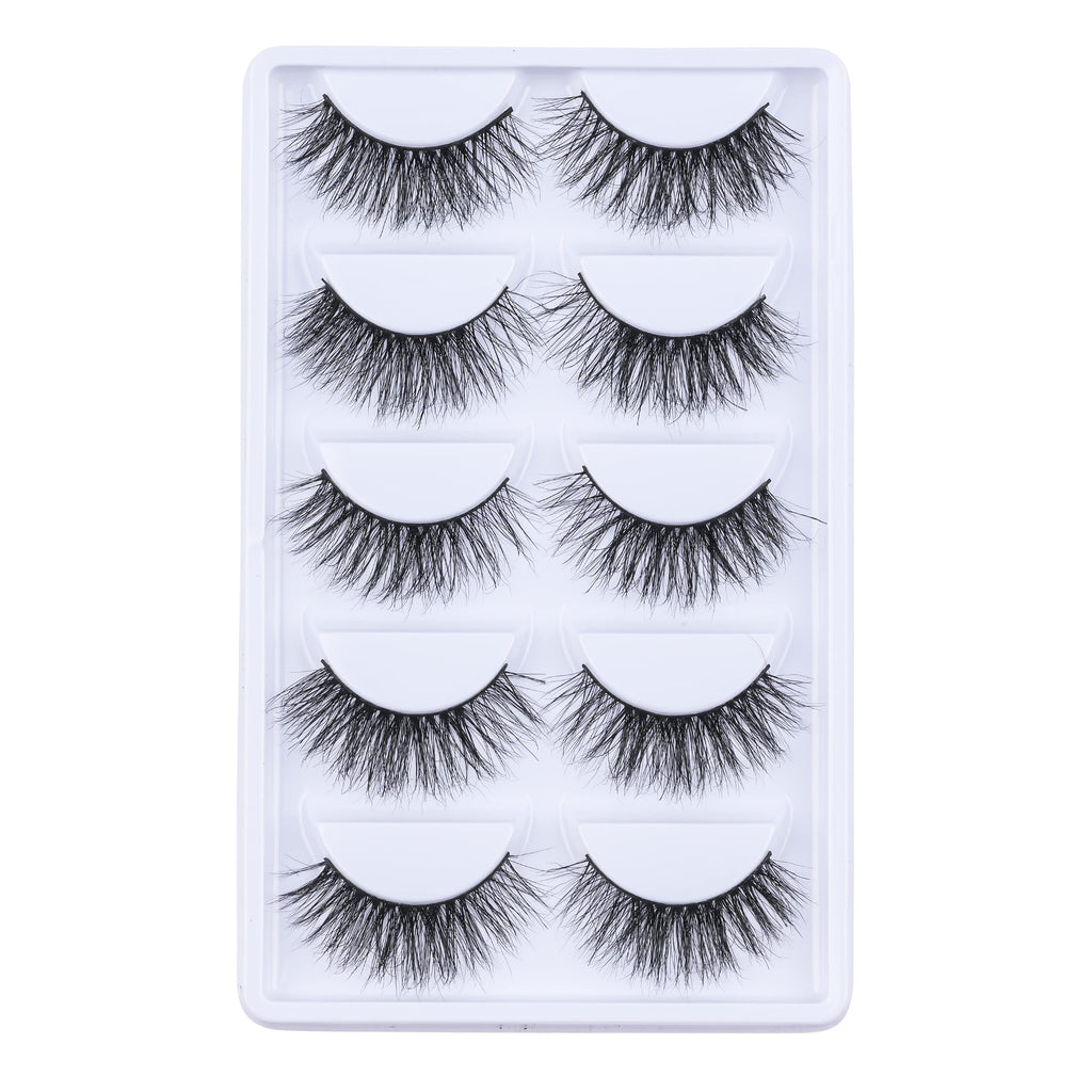LASGOOS Luxurious 100% Mink Lashes 3D Eyelashes 12-16mm – Handmade, Cruelty-Free, 5 Pairs (A12)