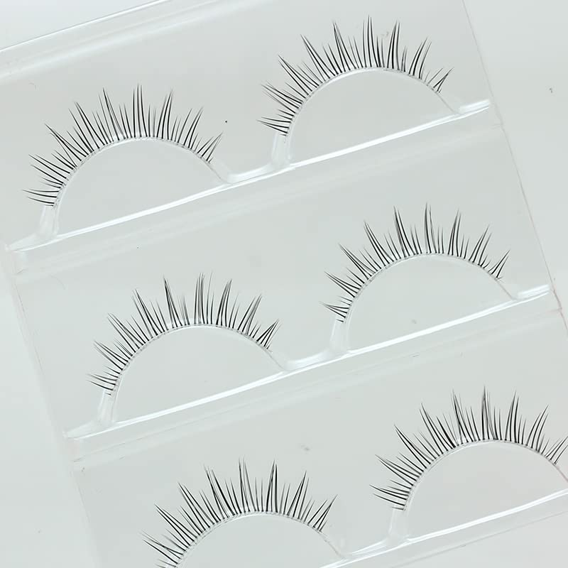 LASGOOS GM19 Fake Eyelashes – Natural Look, Clear Band, 5-9mm, 3 Pairs