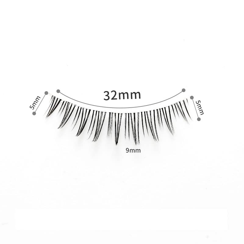 LASGOOS GM19 Fake Eyelashes – Natural Look, Clear Band, 5-9mm, 3 Pairs