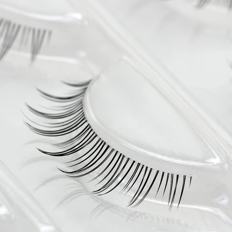 LASGOOS GM19 Fake Eyelashes – Natural Look, Clear Band, 5-9mm, 3 Pairs