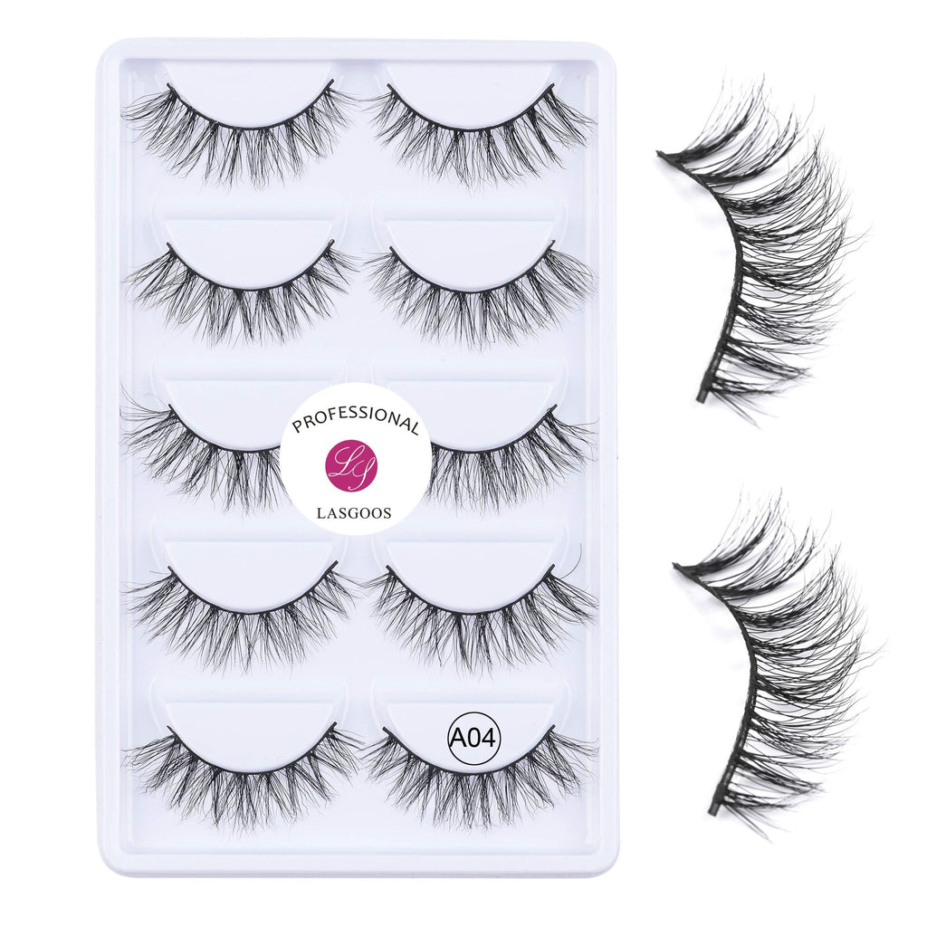 LASGOOS Luxurious 3D Siberian Mink Lashes A04 – Natural Look Wispy (5 Pairs)