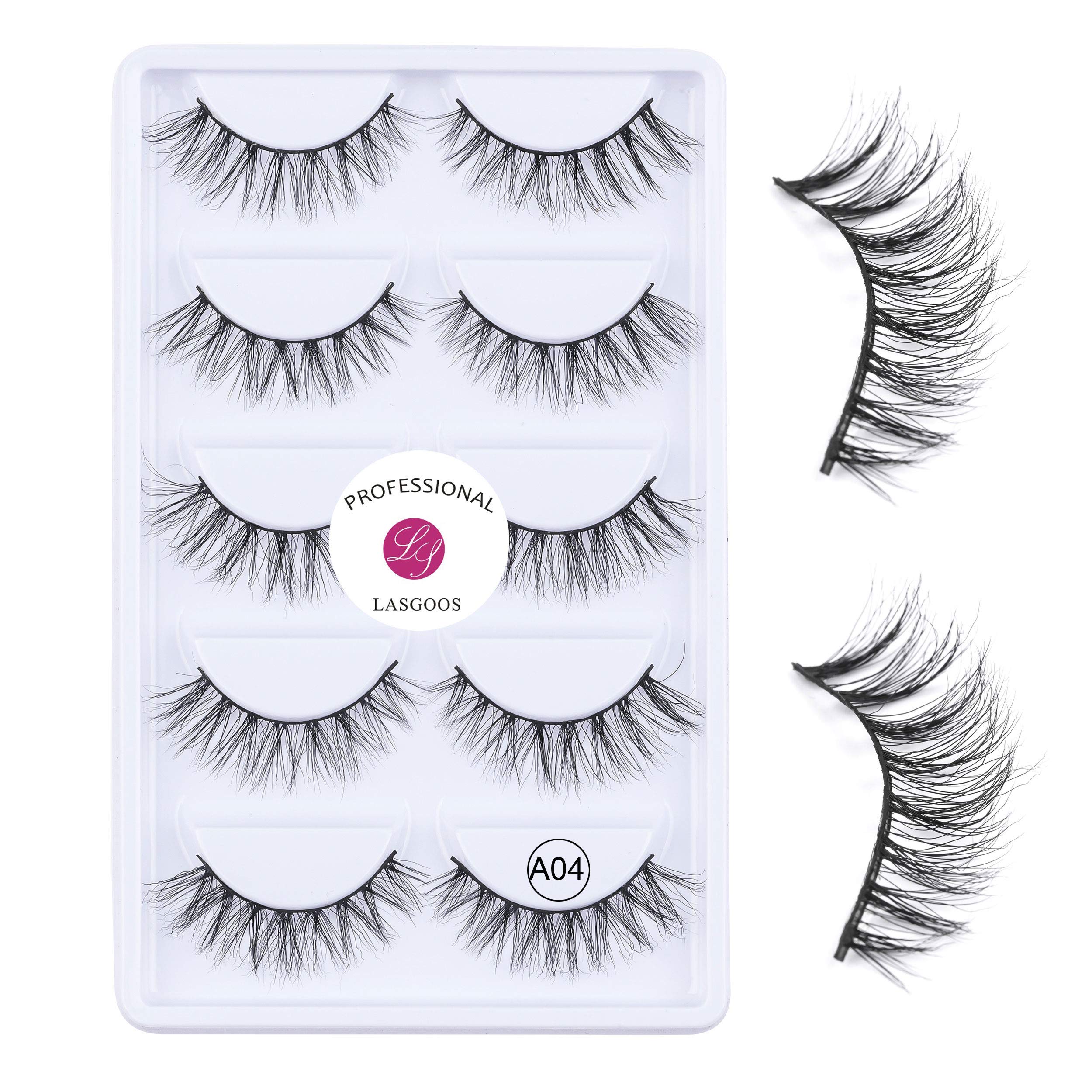 LASGOOS Luxurious 3D Siberian Mink Lashes A04 – Natural Look Wispy (5 Pairs)