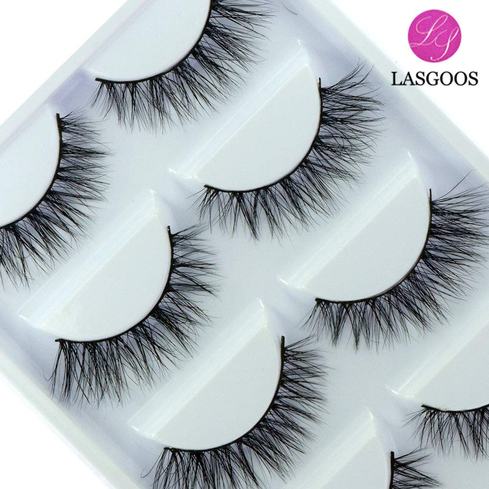 LASGOOS Luxurious 3D Siberian Mink Lashes A04 – Natural Look Wispy (5 Pairs)