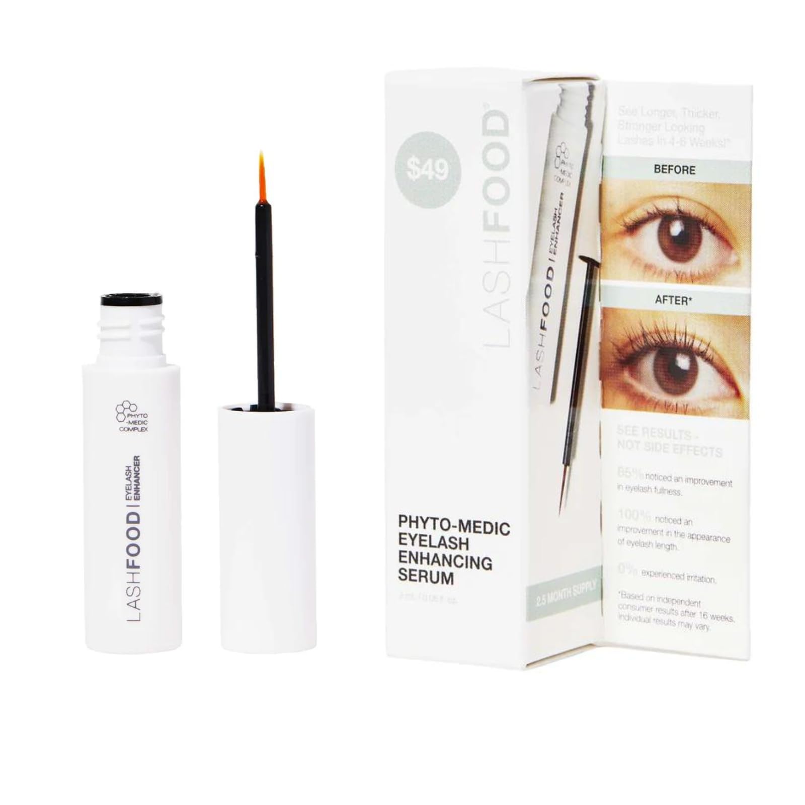 LashFood Eyelash Premium Growth Serum with Phyto-Medic Complex | 2.5 Month Supply