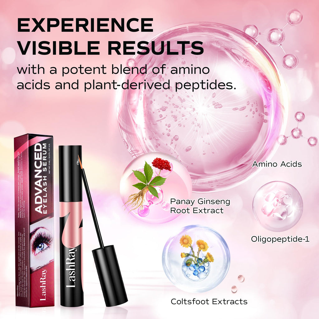 LashRay Eye Lash Enhancing Serum – Grow Longer, Thicker Eyelashes, 0.1 oz