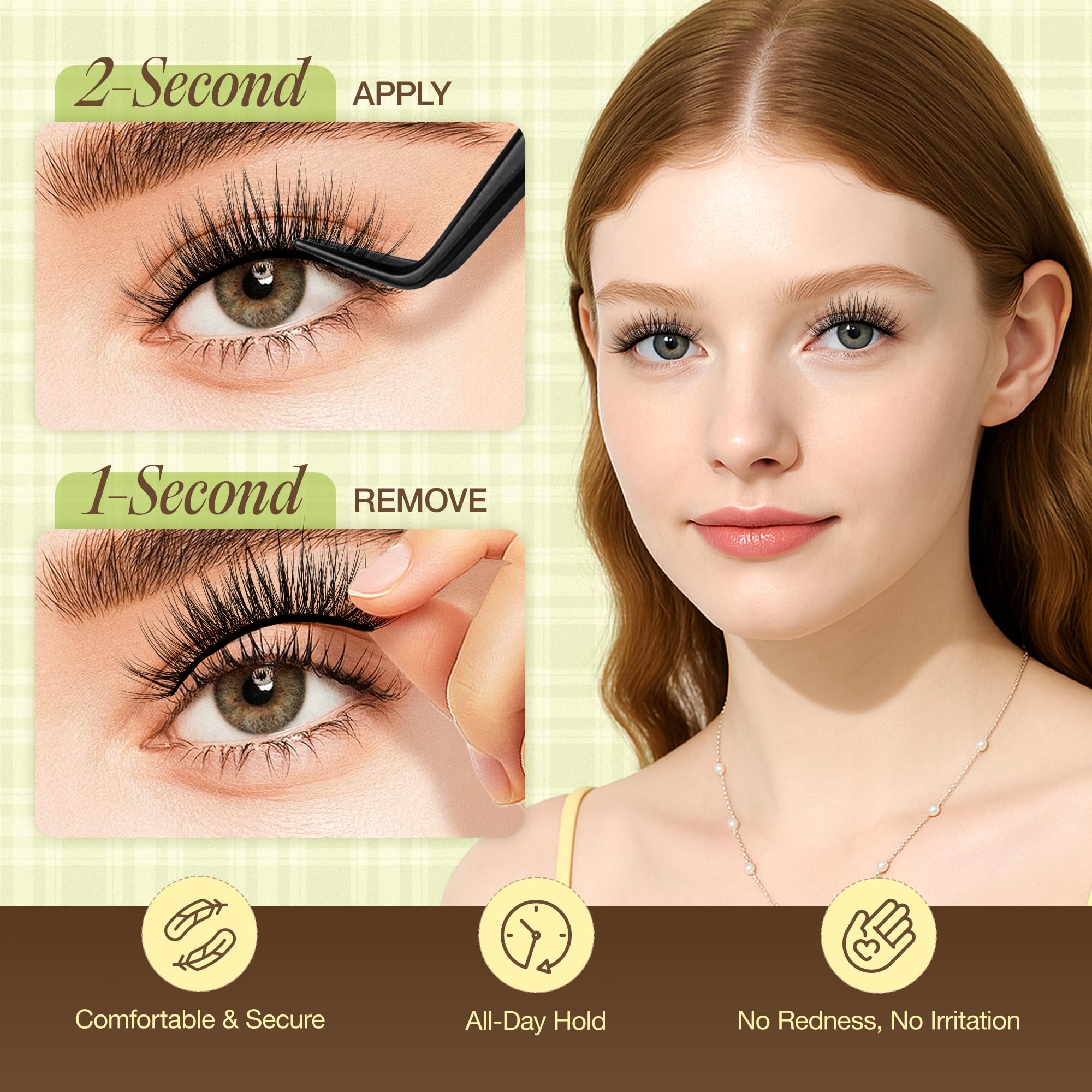 LASHVIEW Self Adhesive Eyelashes – Natural Look, No Glue Needed | 5 Pairs CV010
