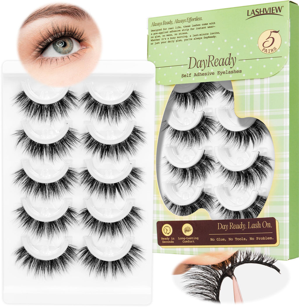 LASHVIEW Self-Adhesive Eyelashes CV219 – No Glue Needed, Reusable Cat Eye Lashes