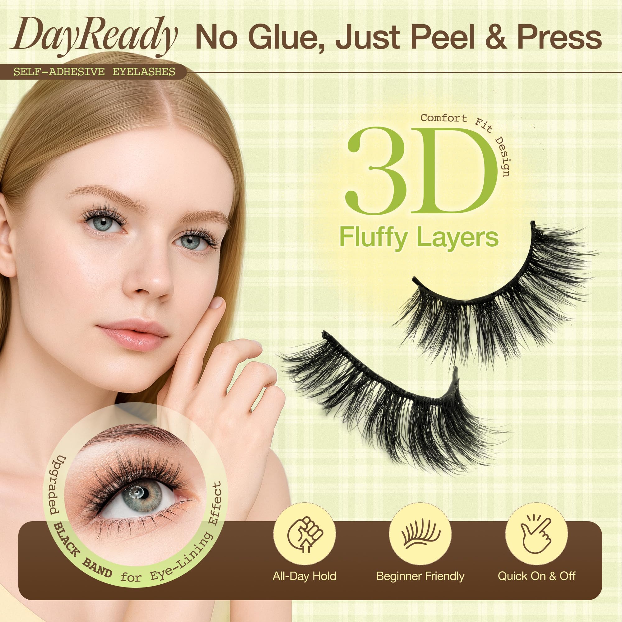 LASHVIEW Self-Adhesive Eyelashes CV219 – No Glue Needed, Reusable Cat Eye Lashes