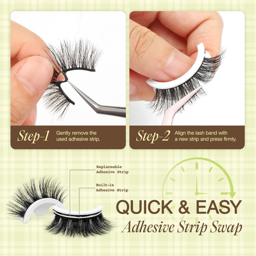 LASHVIEW Self-Adhesive Eyelashes CV219 – No Glue Needed, Reusable Cat Eye Lashes