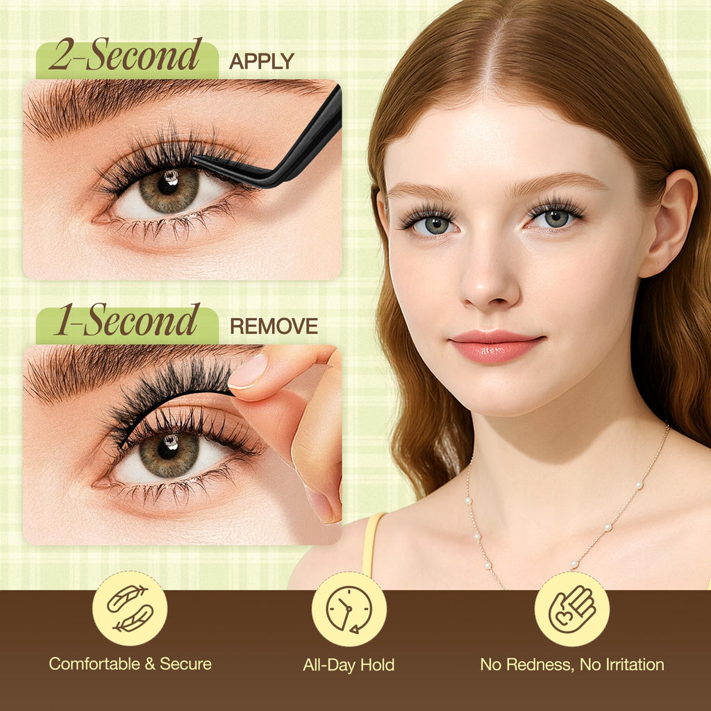 LASHVIEW Self-Adhesive Eyelashes CV219 – No Glue Needed, Reusable Cat Eye Lashes