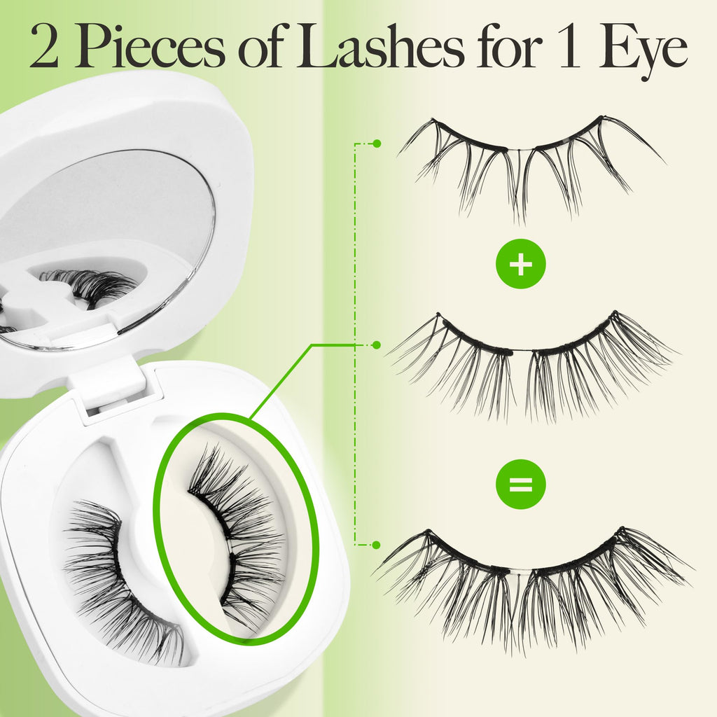 LASHVIEW Upgrade Magnetic Eyelashes - Natural Look, Reusable, No Glue