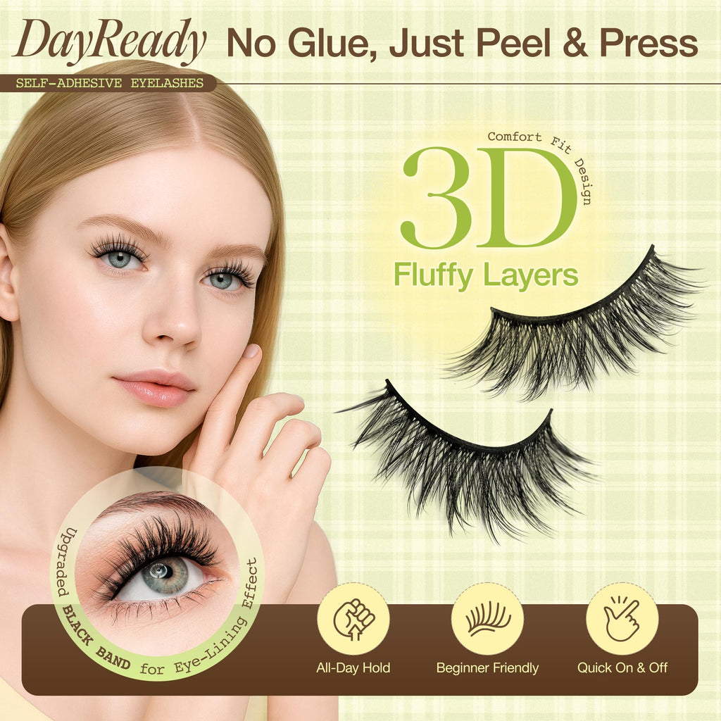 LASHVIEW Self Adhesive Eyelashes – Natural Look, No Glue Needed | 5 Pairs CV010