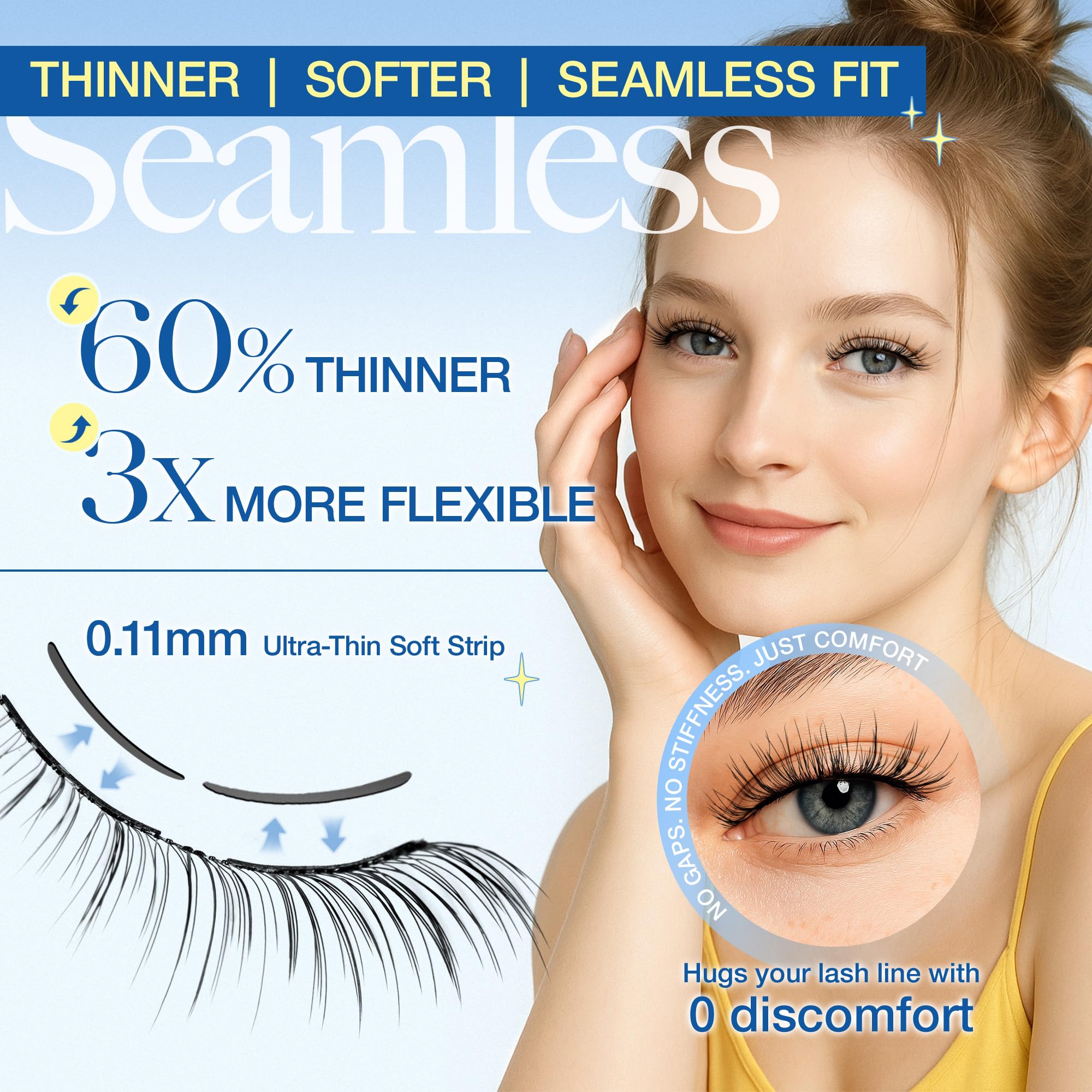 LASHVIEW LunaSoft Magnetic Eyelashes with Applicator – No Glue or Eyeliner, 48H Hold