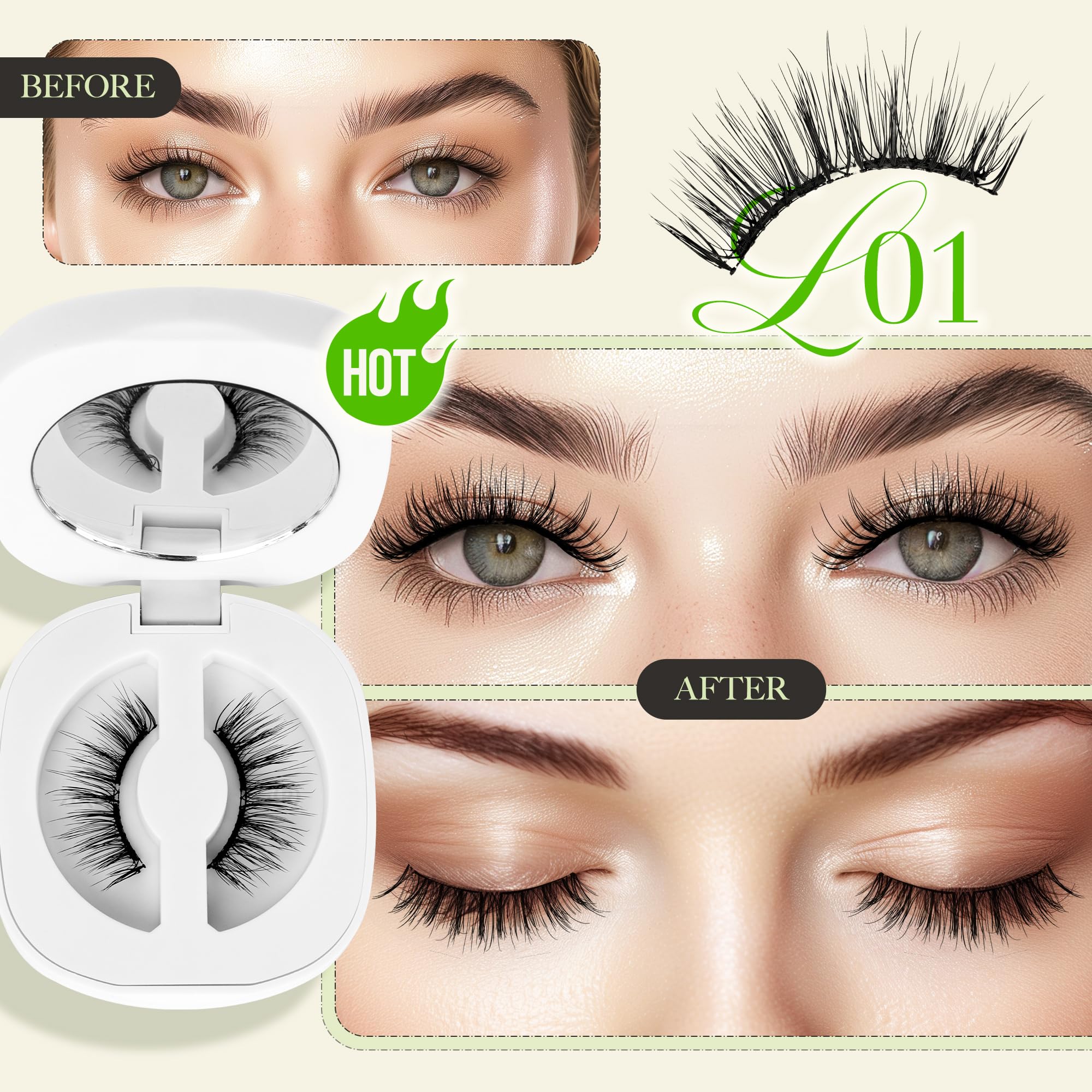LASHVIEW Soft Magnetic Eyelashes with Applicator – Reusable, Glue-Free Lashes (L01)