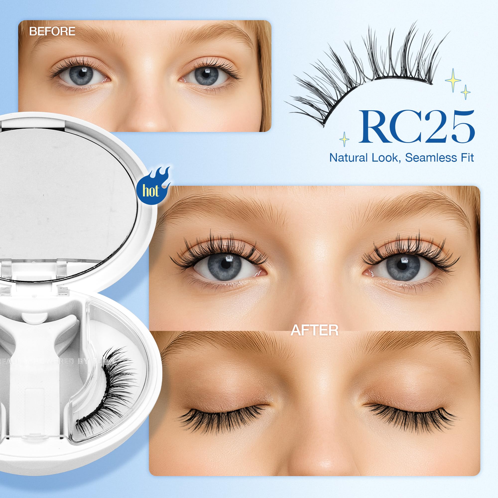LASHVIEW RC25 Magnetic Eyelashes with Applicator – Natural Look & 48H Hold
