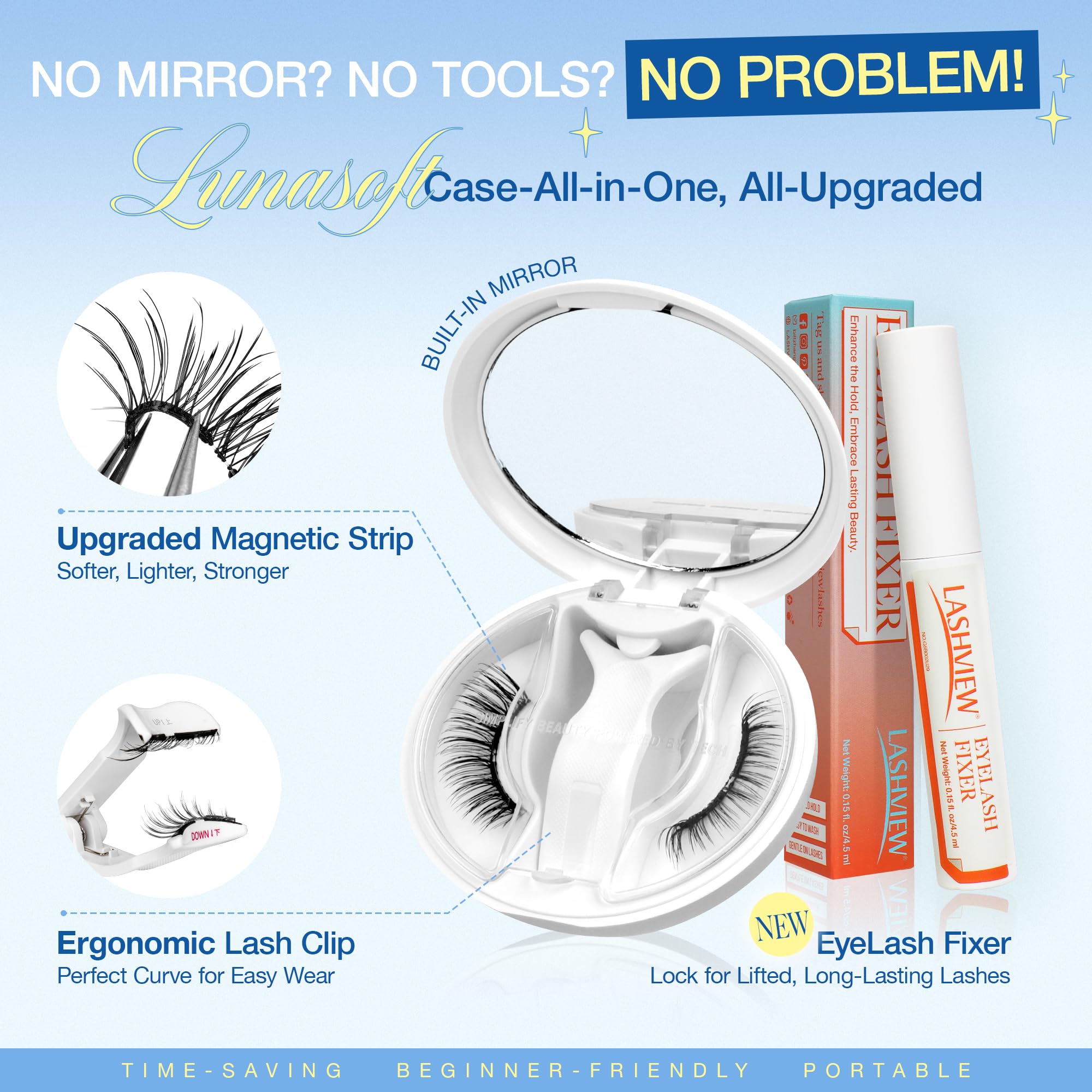 LASHVIEW RC25 Magnetic Eyelashes with Applicator – Natural Look & 48H Hold