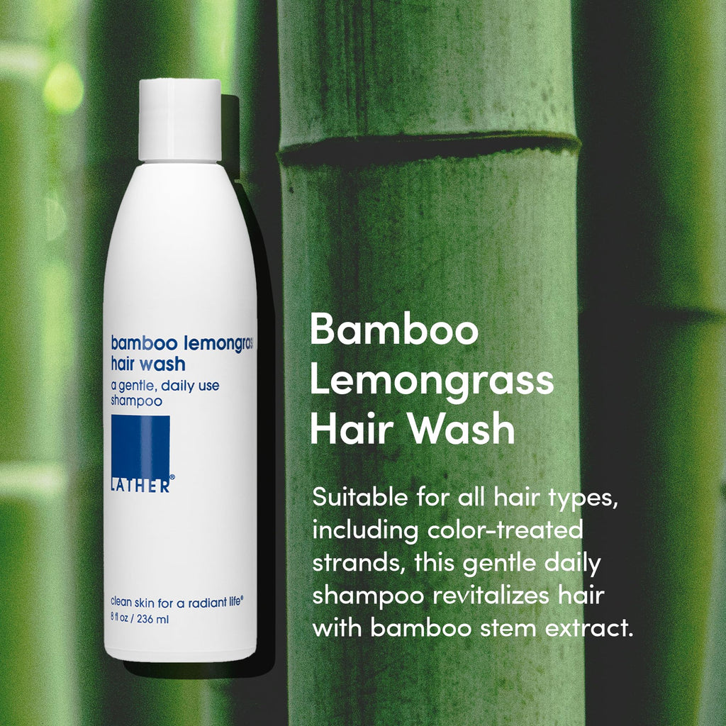 LATHER Bamboo Lemongrass Hair Wash – 8 fl oz (2-Pack) | Daily Shampoo & Cleanser