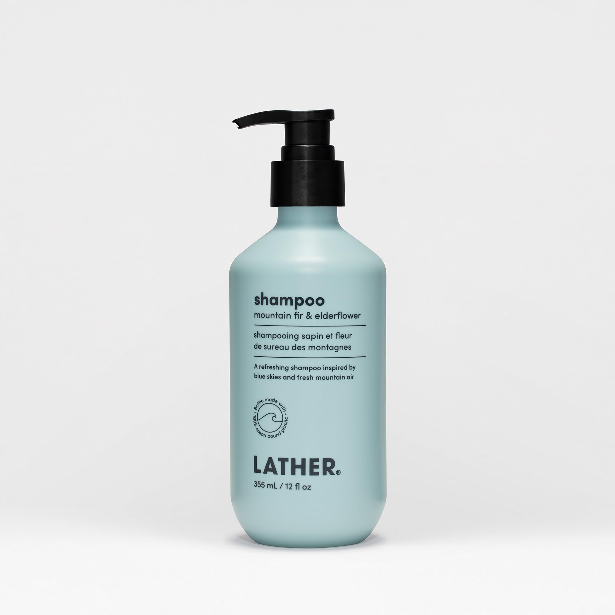 LATHER Mountain Fir & Elderflower Shampoo — Gentle, Sulfate-Free Cleansing for All Hair Types