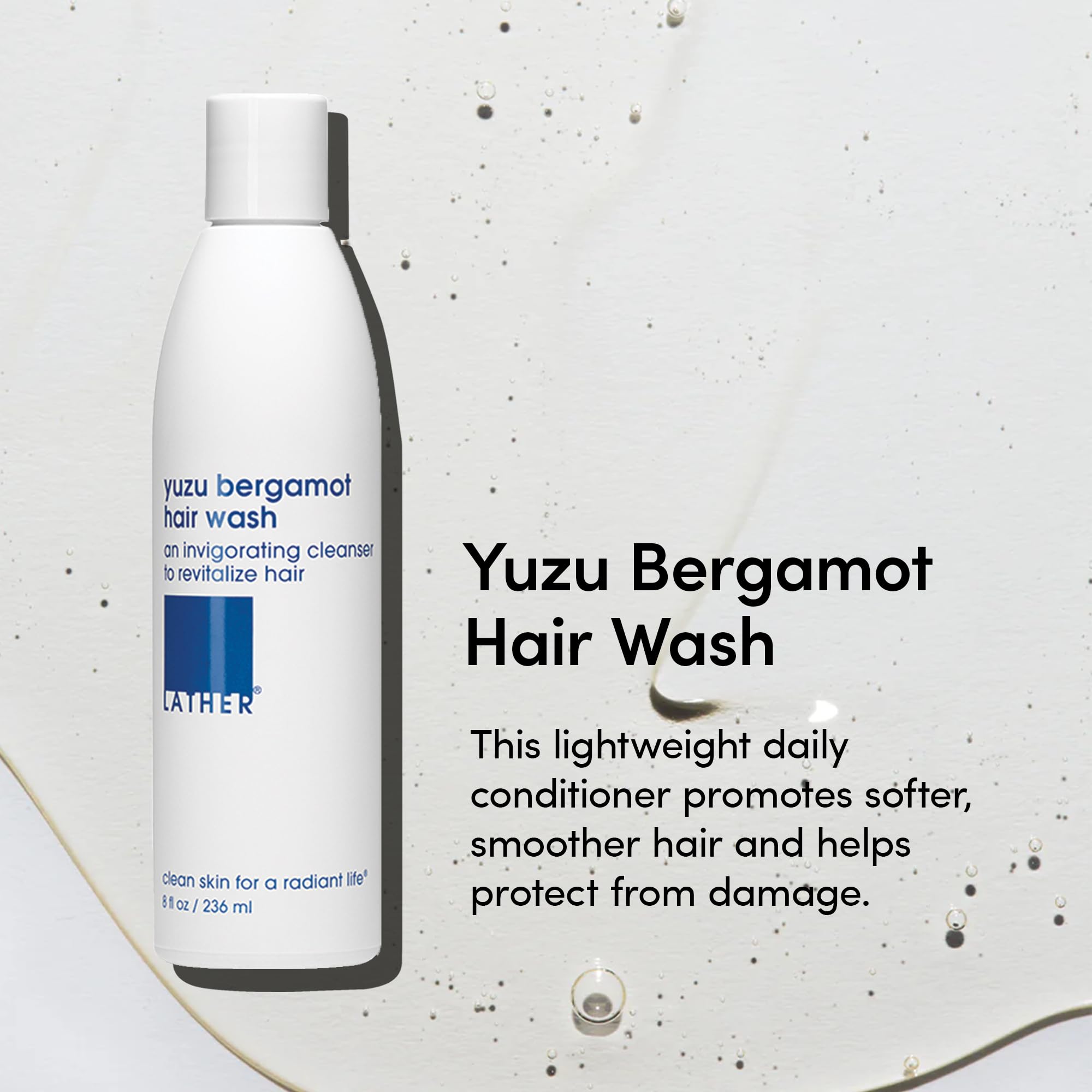 LATHER Yuzu Bergamot Hair Wash – Daily Shampoo & Cleanser | Hotel-Quality, Vegan & Cruelty-Free