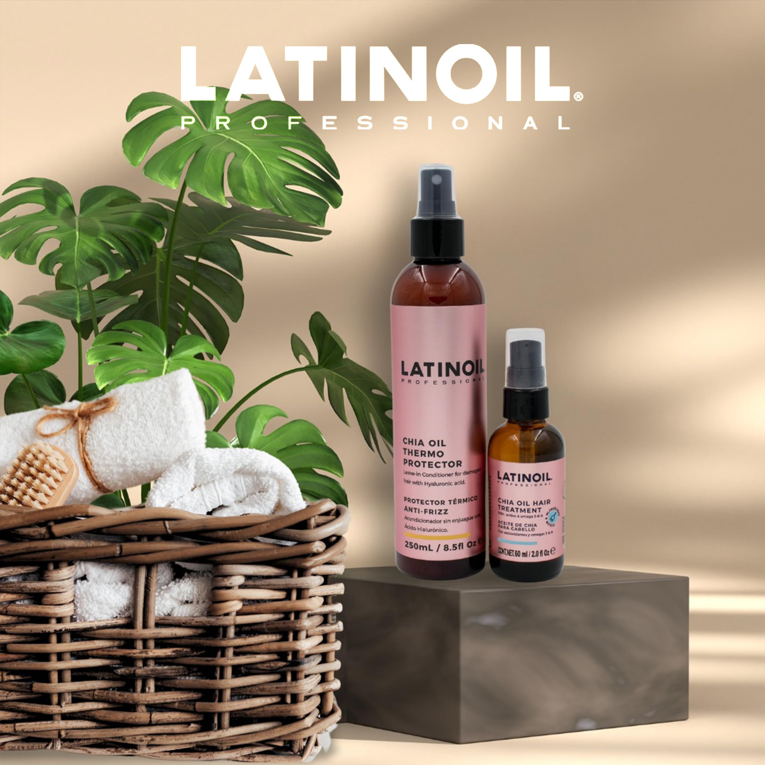LATINOIL Chia Oil Heat Protectant Spray – Hair Heat Shield & Leave-In Conditioner (8 oz)