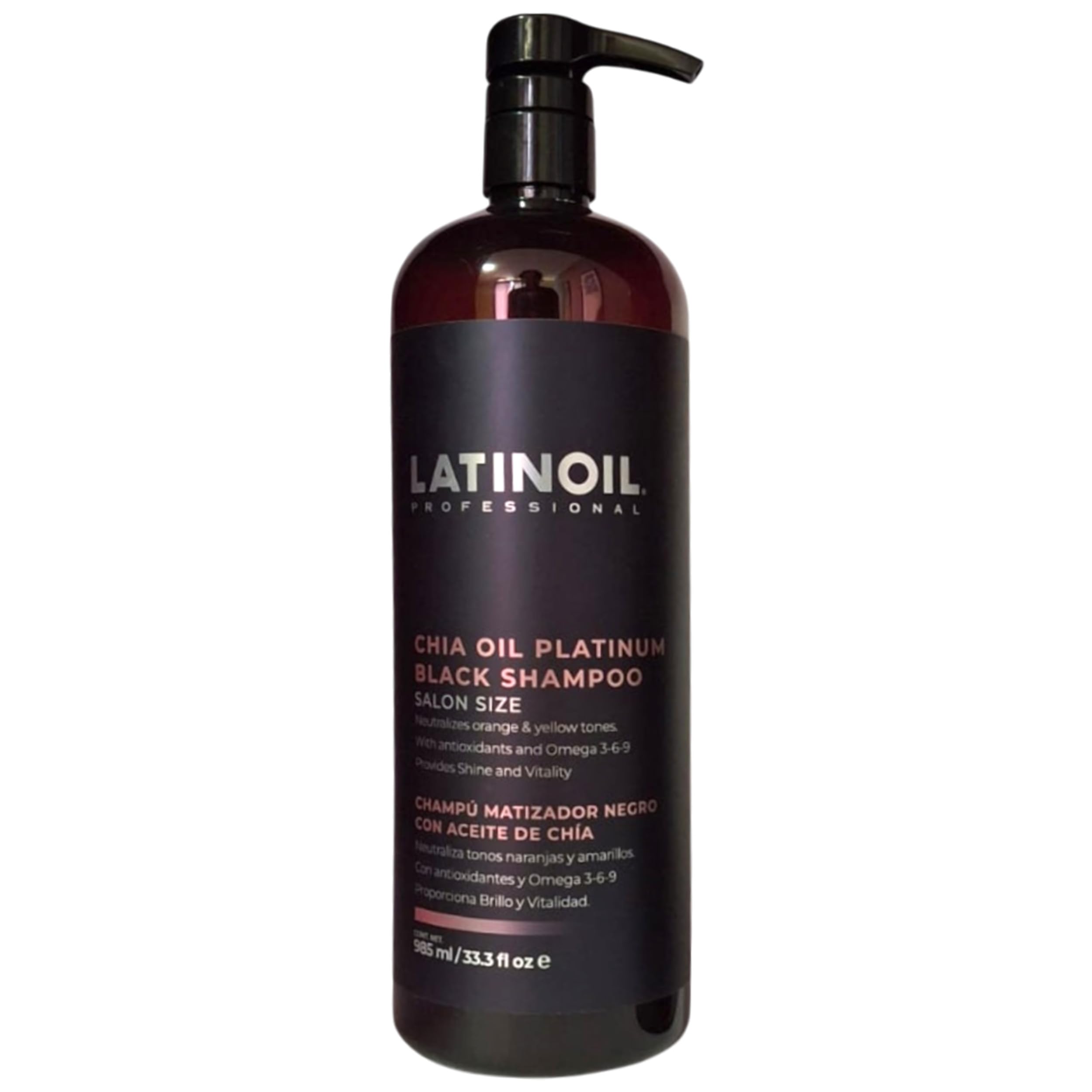 LATINOIL Platinum Black Shampoo: Toner & Color Depositing Shampoo for Blonde & Color-Treated Hair – 985 mL