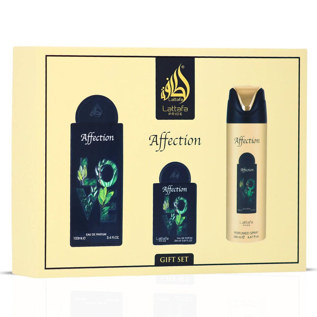 Lattafa Pride Affection 3-Piece Gift Set – Long-Lasting Unisex EDP & Perfumed Spray | Premium Gift Box