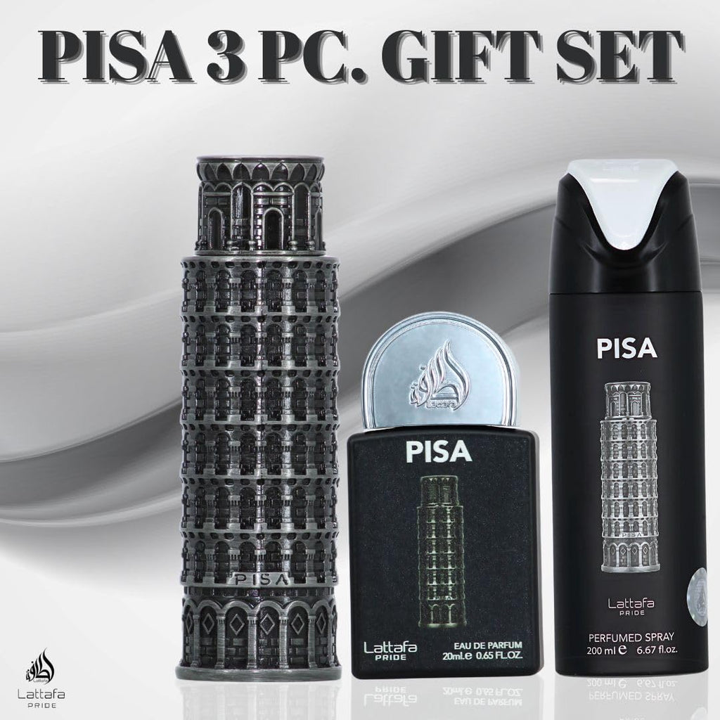 Lattafa Pride Pisa 3-Piece Gift Set – Long-Lasting Men’s EDP & Perfumed Spray