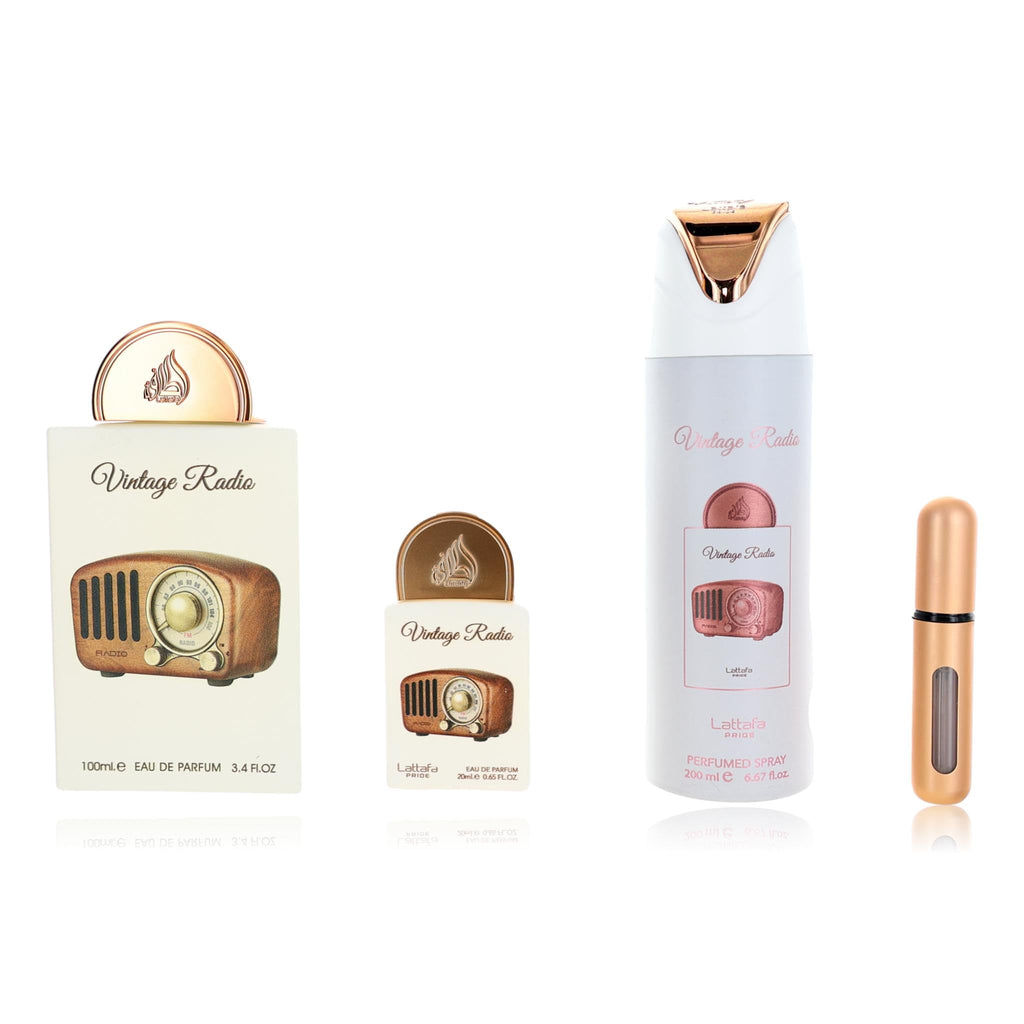 Lattafa Pride Vintage Radio 3-Piece Gift Set for Men | Long-Lasting Arabian EDP & Perfumed Spray